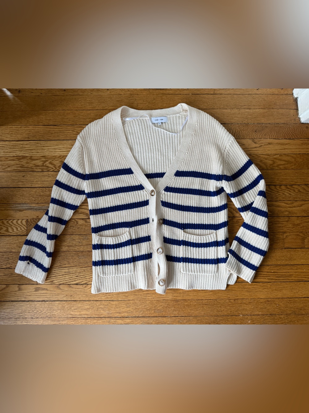 Anthropologie John + Jenn Striped V-Neck Cardigan Sweater - Size Small